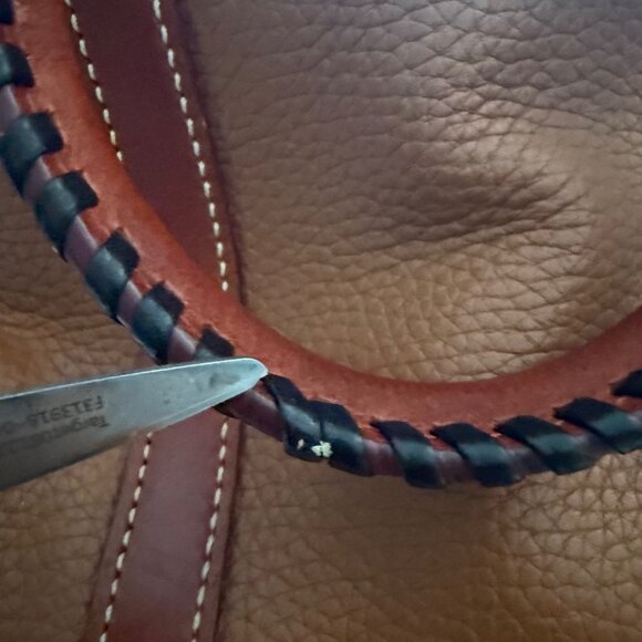 Dooney & Bourke Brown & Tan Pebble Grain Leather Aubrey Dome Satchel Hand Bag - Picture 9 of 16